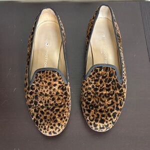 STUBBS and WOOTTON Slippers Velvet Leopard Print Leather Womens Spain Luxury 7